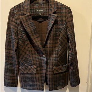 Liverpool Brown Plaid Blazer with Notched Lapels